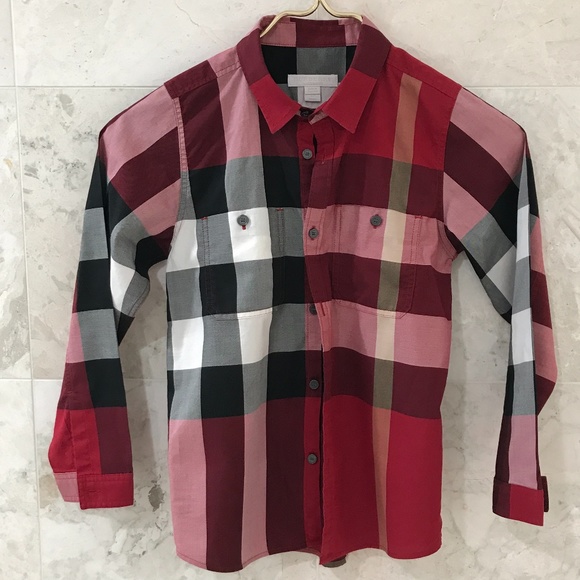 Burberry Other - BURBERRY Shirt Nova Check {Boys' 8Y} Plaid Red Black White Khaki